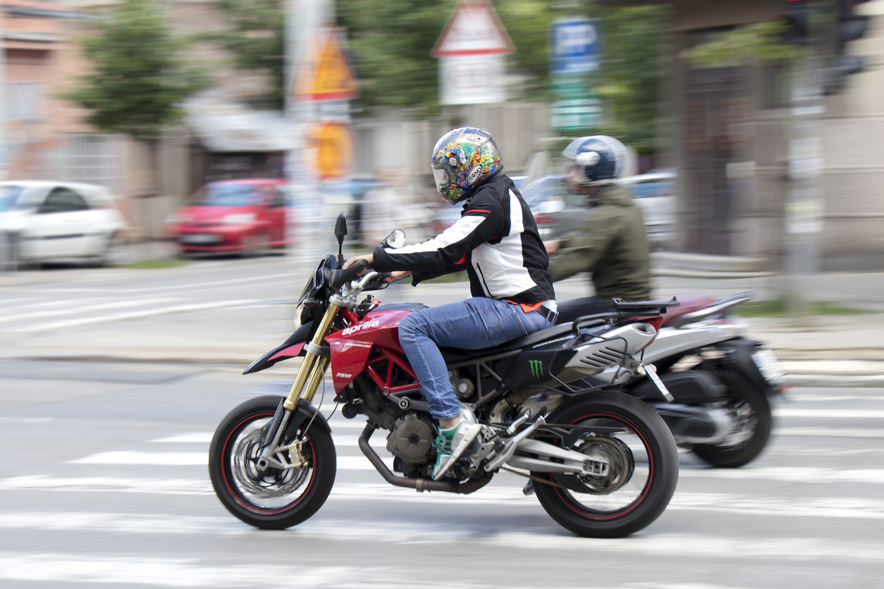 Happy Couples Ride Motorcycles Together