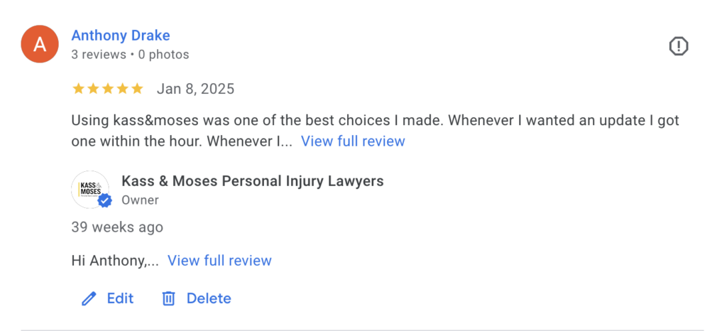 Personal Injury Client Review